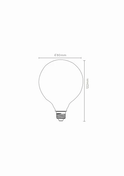 Lucide G80 - Glühfadenlampe - Ø 8 cm - LED Dim. - E27 - 1x4,9W 2700K - Opal - technisch